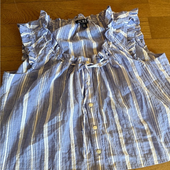 J.Crew Ruffle-trim button-up top in stripe - Picture 3 of 3